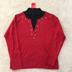 NWT Cranberry Bead Embellished Grandma Sweater